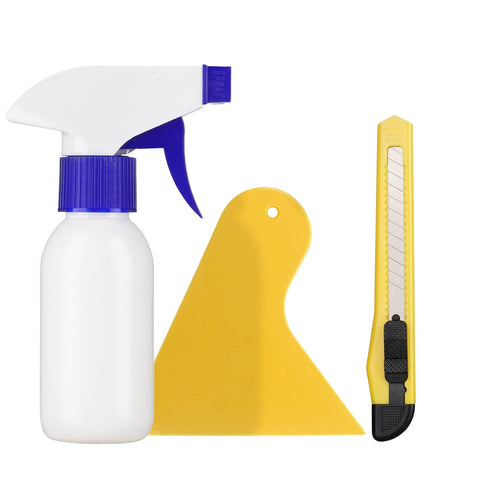 Haton Window Tint Kit, Window Film Installation Kit, 3 Pieces Complete Application Tools, Vinyl Wrap Set for Home Office Car Glass, Protective Tinting Set lnclude Spray Bottle, Squeegee, Cutter