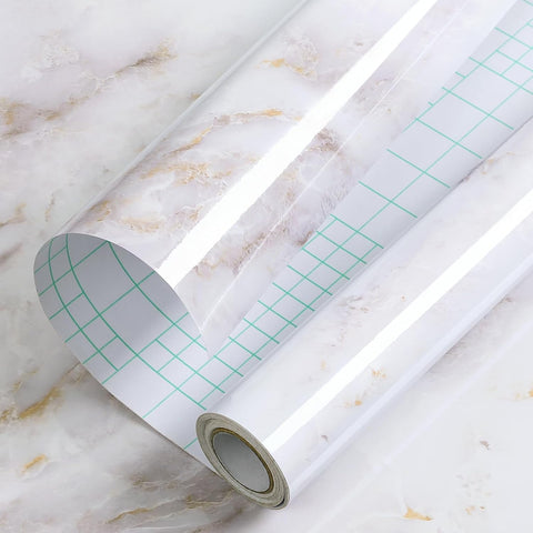 Haton Glossy Marble Contact Paper Peel and Stick Wallpaper