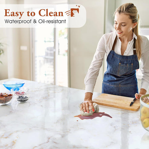 Haton Glossy Marble Contact Paper Peel and Stick Wallpaper