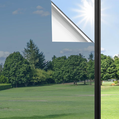 Haton Window Privacy Film Frosted Glass Film for Bathroom, Static Cling Sun Heat Blocking Window Clings, Opaque Frosting Coverings Tint for Home Door, Non-Adhesive, White 17.5" x 78.7"