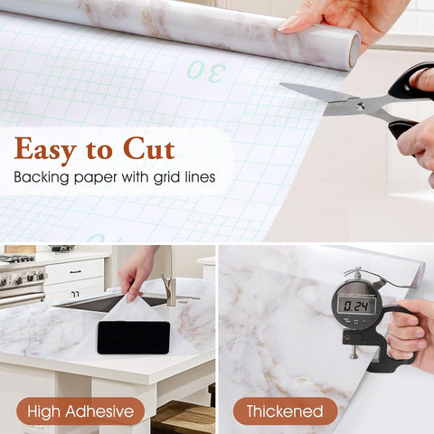 Haton Glossy Marble Contact Paper Peel and Stick Wallpaper