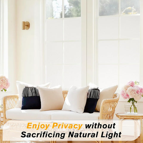 Haton Window Privacy Film Frosted Glass Film for Bathroom, Static Cling Sun Heat Blocking Window Clings, Opaque Frosting Coverings Tint for Home Door, Non-Adhesive, White 17.5" x 78.7"
