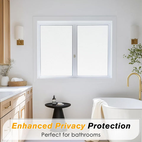 Haton Window Privacy Film Frosted Glass Film for Bathroom, Static Cling Sun Heat Blocking Window Clings, Opaque Frosting Coverings Tint for Home Door, Non-Adhesive, White 17.5" x 78.7"
