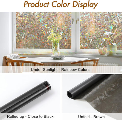 Haton Stained Glass Rainbow Film Decorative Window Clings