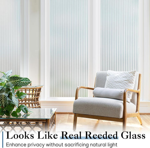 Haton Reeded Vertical lines Frosted Glass Window Privacy Film