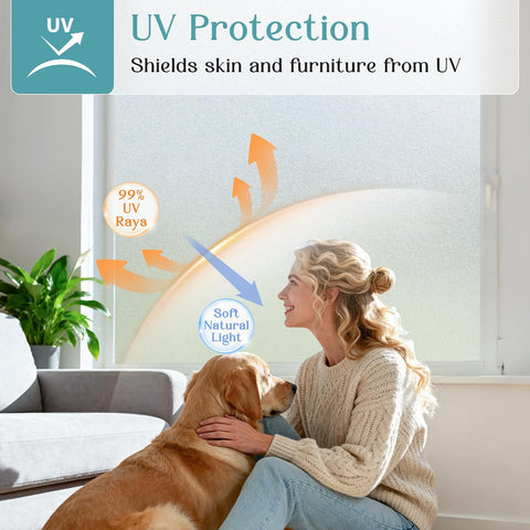 Haton Frosted Window Privacy Film with Tools, Static Cling for Glass, Pure